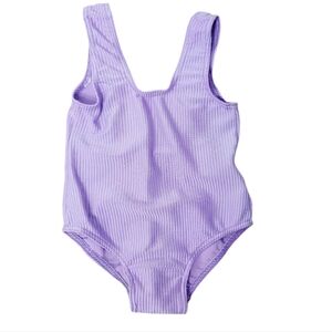 Vintage 90s Baby Girl Toddler Purple Nylon Spandex Swimsuit Leotard